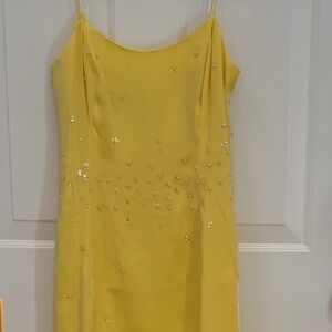 Anthony Vask Yellow Beaded Dress Size 8